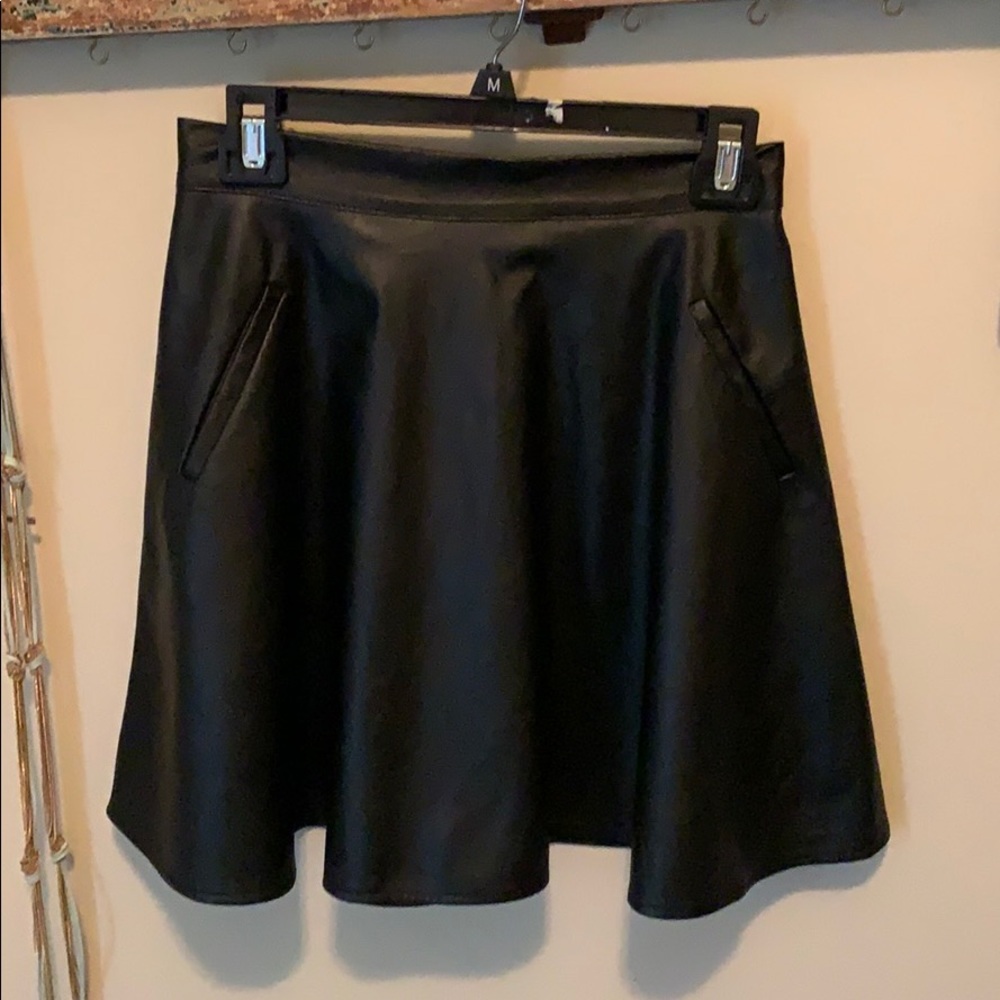 Black Leather Skater Skirt